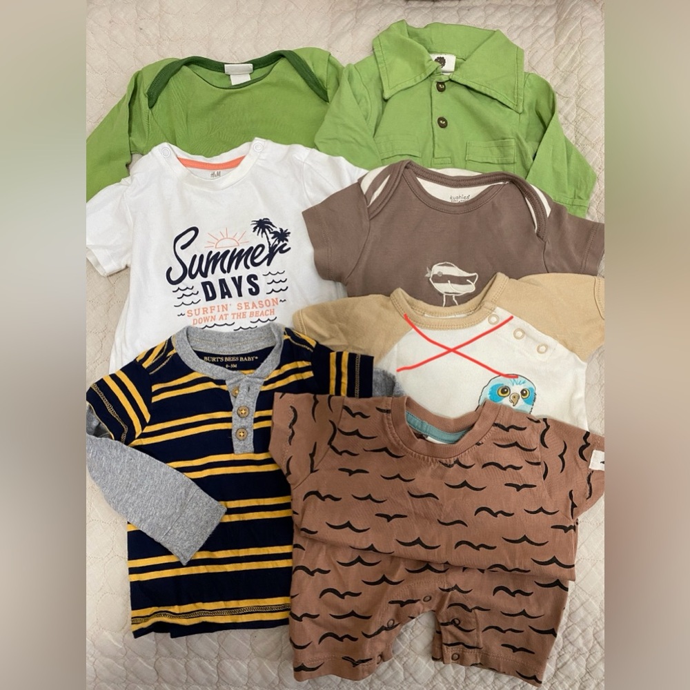 Organic Cotton Baby Clothing Lot of 6 Pieces Newborn to 12 Months GUC and Better